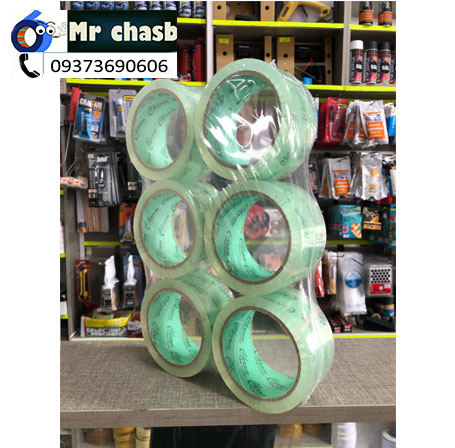 نوار چسب شیشه ای پهن کروم سبز 32 میکرون 90 یاردی بسته 6 عددی